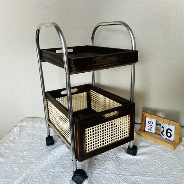 Cesta de bocadillos móvil para el hogar de bricolaje, cochecito con ruedas, sala de estar, interior nórdico, sofá móvil de la Edad Media, mesa de centro