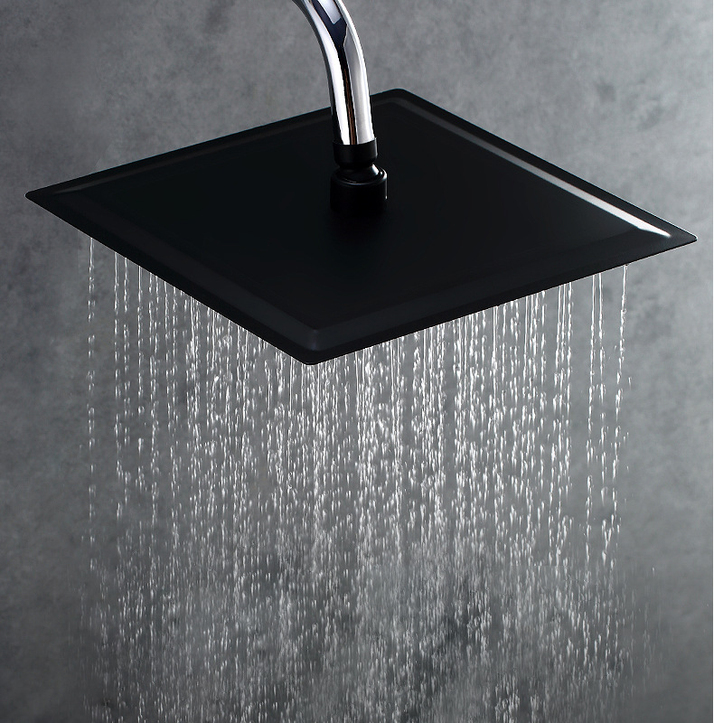 Stainless steel black thin pressurized top shower head, large shower head, bathroom, toilet, bathroom heater, household showerhead, universal details Picture