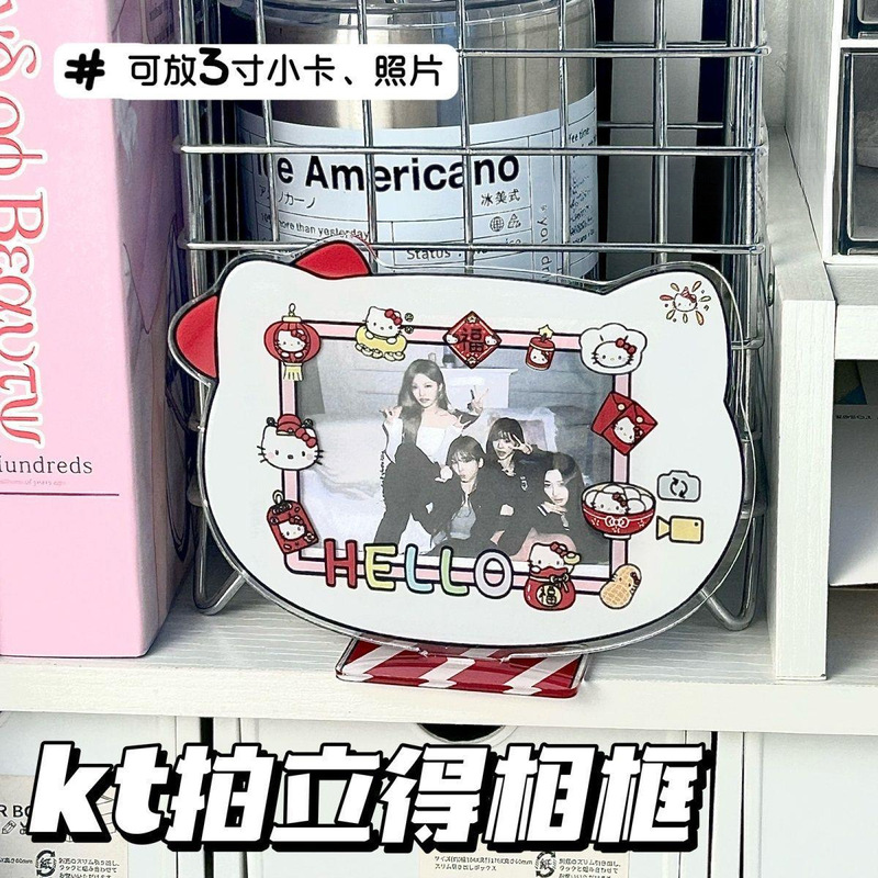 Kitty Cat New Year Polaroid Photo Frame Hello Kitty Original Cute 3inch Mini Acrylic Desktop Ornaments Decoration
