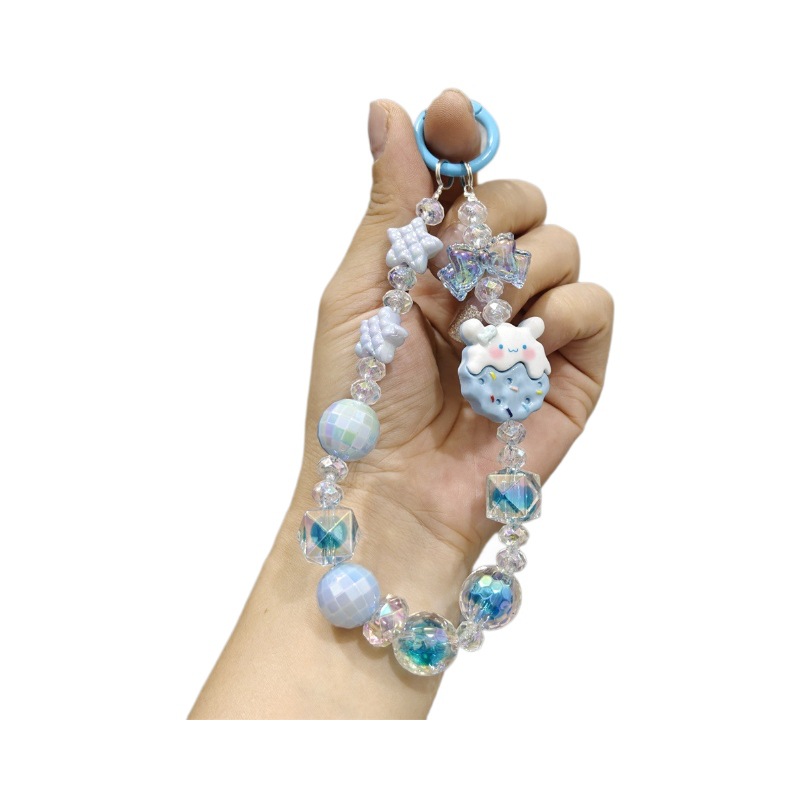 Dibujos animados Sanrio cadena de teléfono móvil bolsa de cuentas creativa cadena colgante muñeca colgante de llave de coche cadena de decoración de corazón de niña