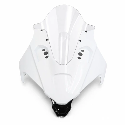 Motorcycle front windshield modification, front face hood - whitetransparent