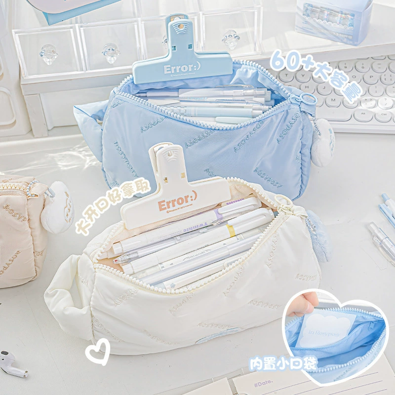 Pomskin Soft FUWAA серия облачный пенал большой ёмкости, светлая подкладка, чёрный пенал для канцелярии, женский портфель, коробочка для карандашей