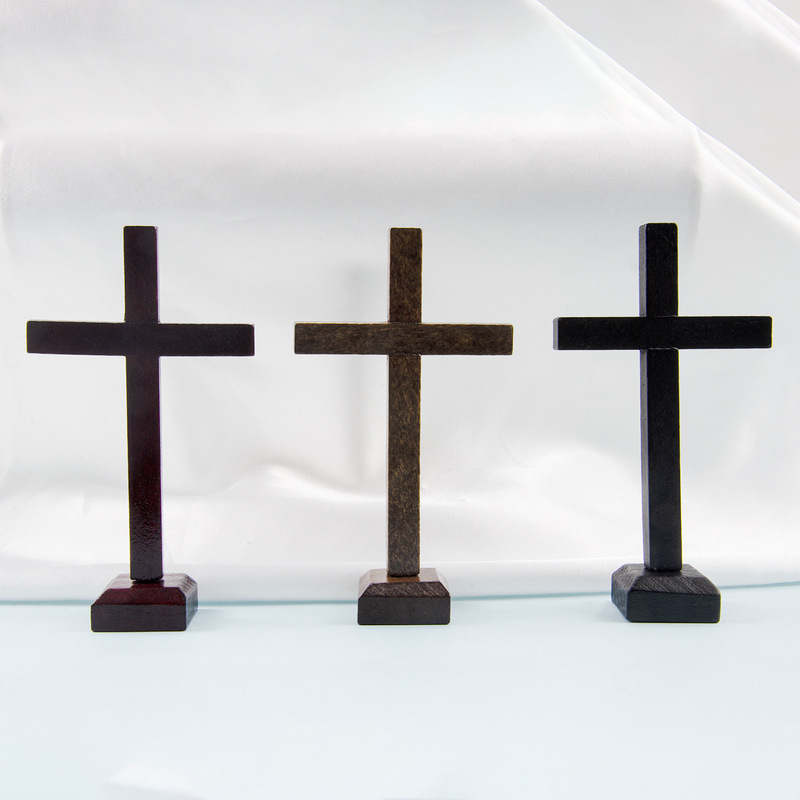 New Wooden Cross Ornaments Home Desktop Office Decorations Easter Pine Rubber Wood Ornaments