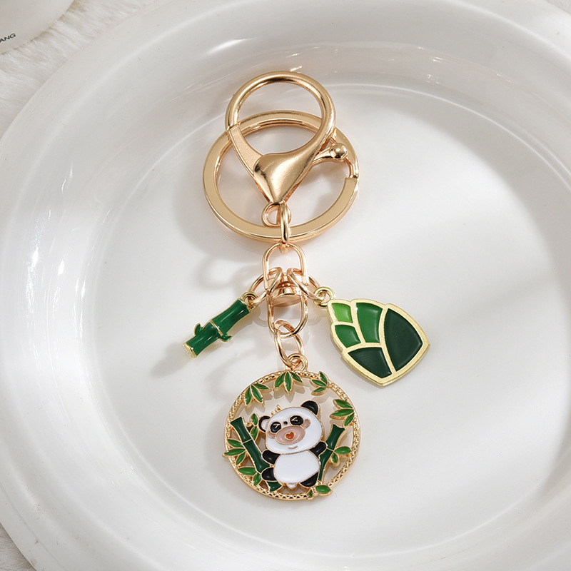 中国風パンダ竹金属キーホルダーかわいい漫画バッグキーホルダーペンダント合金アクセサリー|undefined
