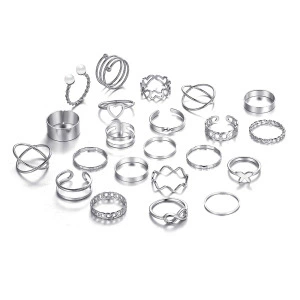 Multi-Joint Ring Set, 22 Pieces, Metal Adjustable Rings, Gold-Tone Mix