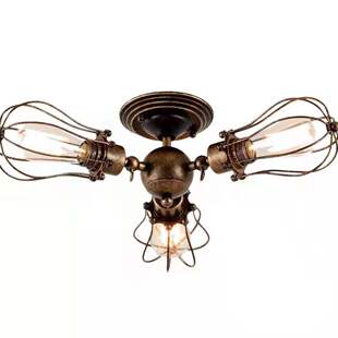 Retro Industrial Style Ceiling Light Three-head Multi-head Adjustable Rotating Iron Cover Bedroom Living Room Light Entrance Kitchen