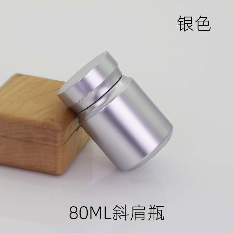 80ML silver oblique shoulder PET bottle silver oblique shoulder cap