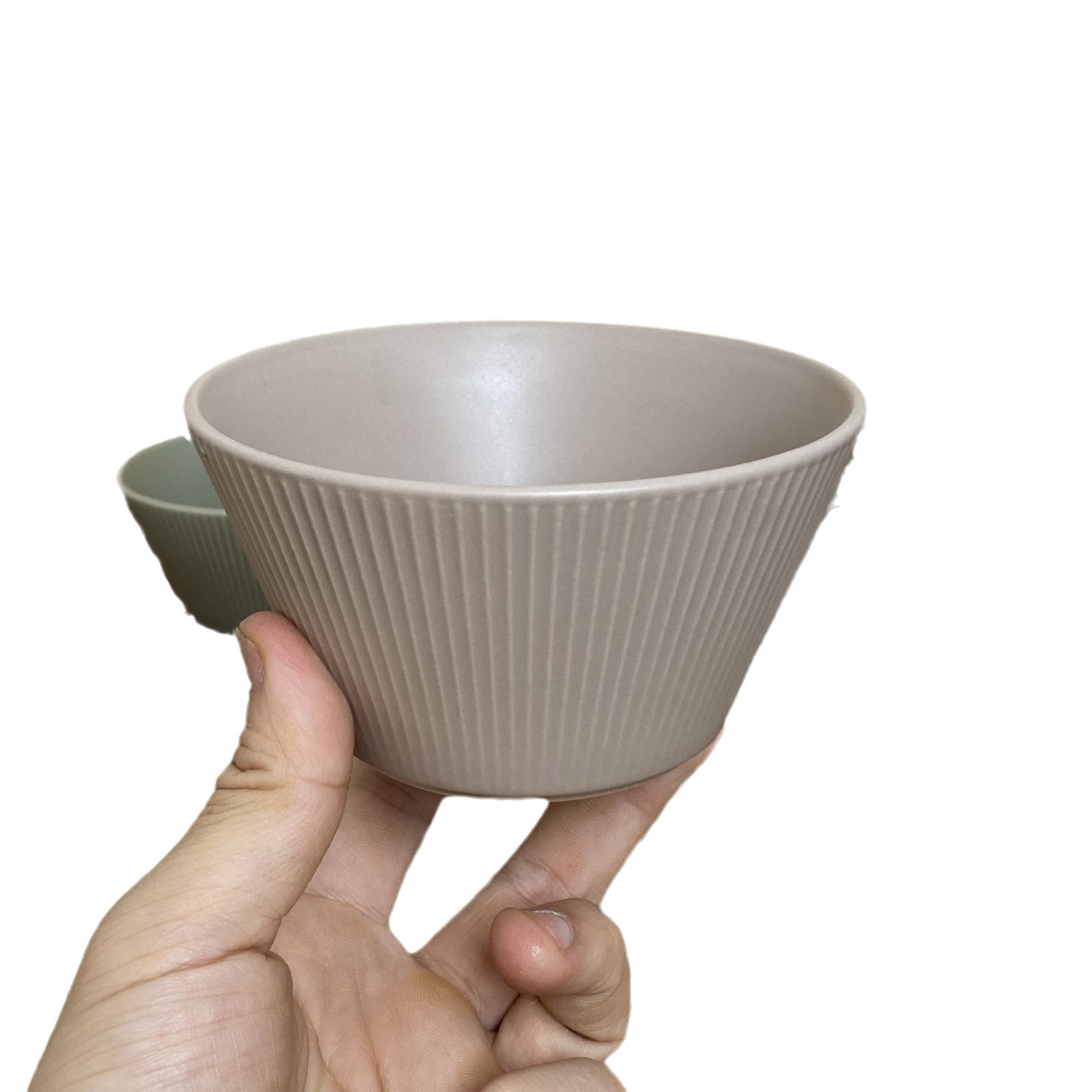 Retro estereoscópico vertical relieve de 5 pulgadas conjunto de tazón de cerámica tazón de arroz imperfecto