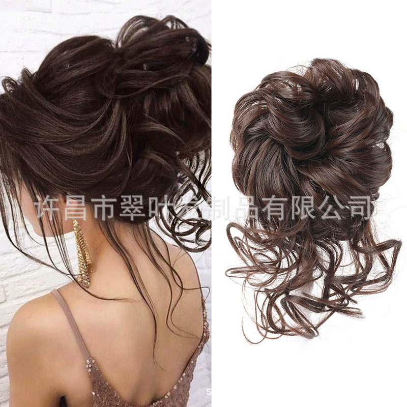 Fluffy Updo Messy Bun Hair Tie European and American Style Long Tassel Bun Wig Messybunhair Fluffy Feel