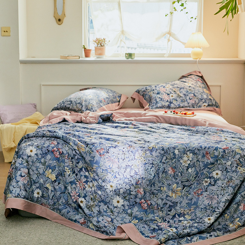 彩乐屋 60支兰精天丝印花夏被夏季空调被夏凉被双人薄款被子Quil|ru