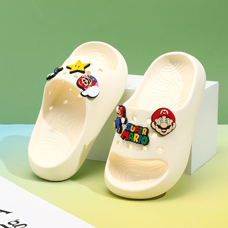 Children's Slippers Boys Mario New Home Soft Bottom Middle and Large Children Girls Indoor Bath Non-slip Sandals Summer