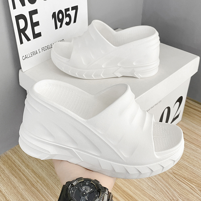 Transfronteriza más tamaño zapatillas suela gruesa aumentó 10CM sandalias de las mujeres al aire libre casual moda tacones altos slip-on sandalias