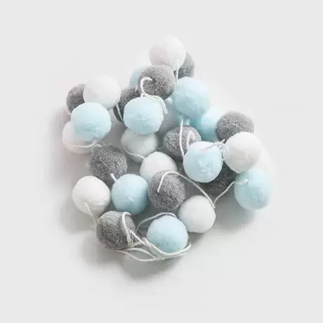 Hair ball string: White gray blue