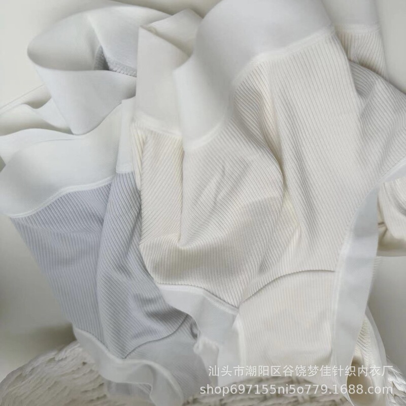 Xiaolan Skirt R020 Pure Minimalist Ins Style Threaded Comfortable Hip Panties Women's All Cotton Bottom High Waist Panties