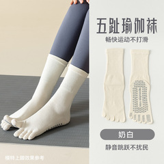 纯色瑜伽袜专业防滑运动五指袜中筒地板普拉提秋冬分趾中筒袜