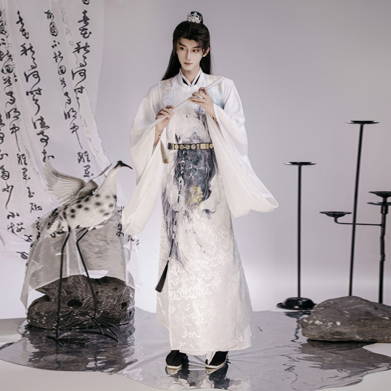 Original Hanfu, inspired by film and television, featuring a fairy-tale and xianxia aesthetic, men's 2026 new collection, Tang Dynasty-style round-neck prince costume for cosplay and traditional performances