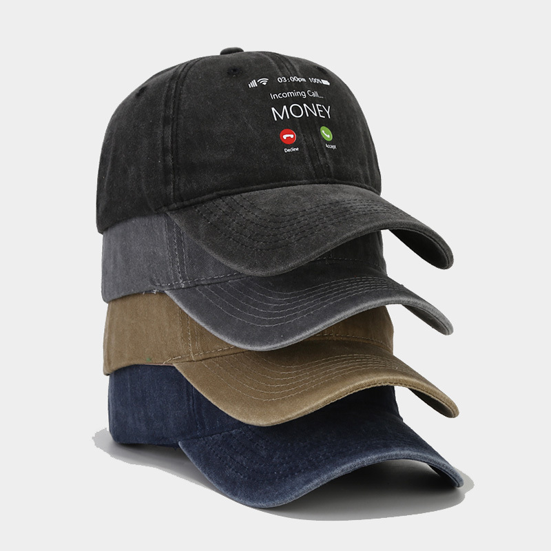 MONEY ha risposto al telefono con un berretto da baseball con motivo a trasferimento termico per uomo e donna, un cappello alla moda con lingua d'anatra_voghion.com
