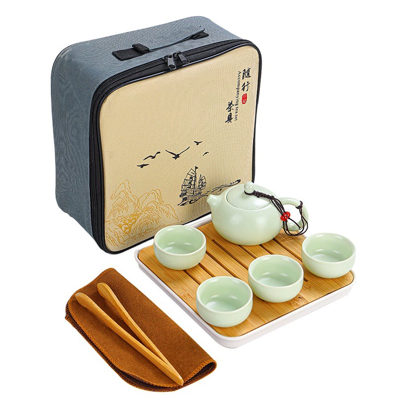 Портативный чайный набор для путешествий в стиле кунг-фу: керамический чайник Диньяо, чайник Си Ши, одна чайница и две или четыре чашки. Креативный подарок.