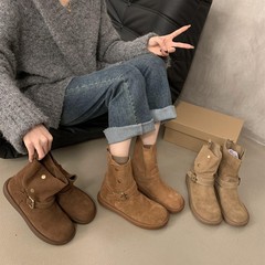 复古休闲勃肯鞋女小短靴2025秋冬新款休闲韩版软底马丁靴中筒裸靴