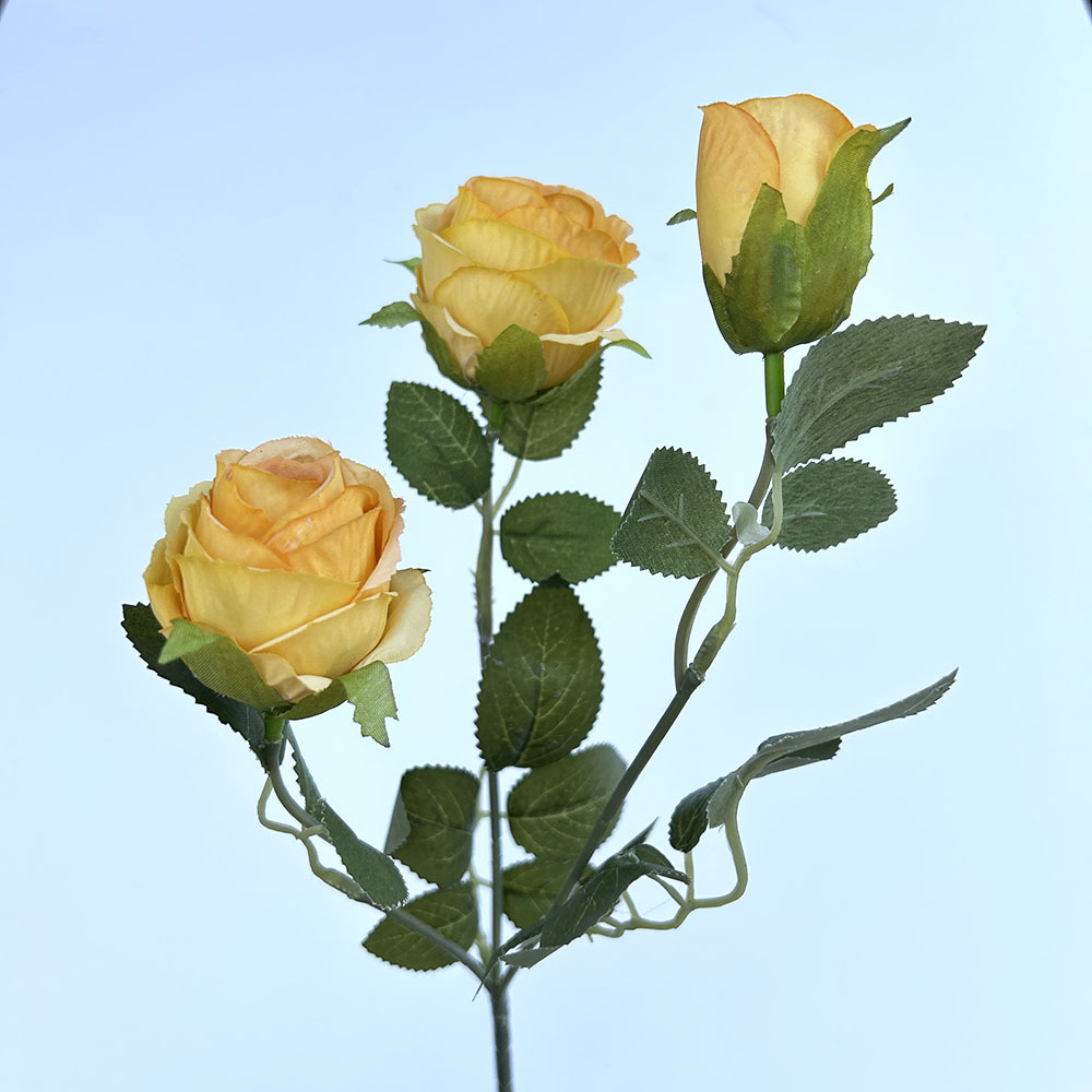 Artificial flower spring single 3-head rose table flower Japanese and Korean small fresh bouquet hotel decoration juanhua rose_voghion.com