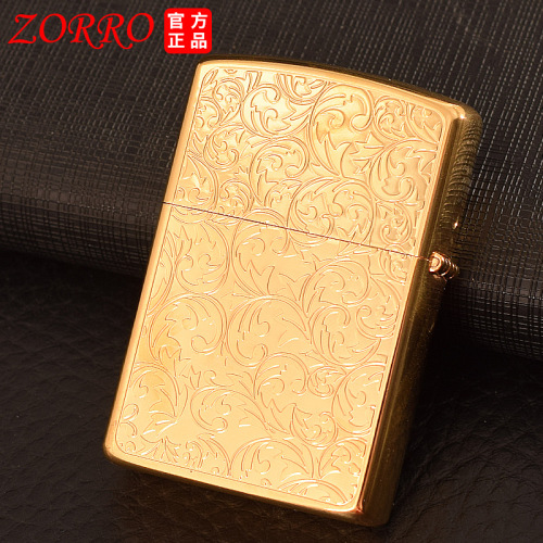 Zorro kerosene lighter with color-coded Chinese grass double-sided pattern creative retro old-fashioned grinding wheel men's gift lighter