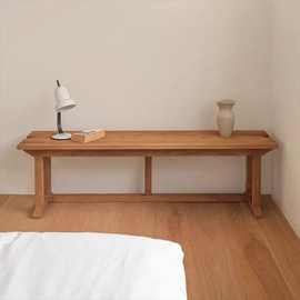 家用老榆木复古矮凳中古风实木板凳长条凳床尾凳鞋凳日式民宿凳子