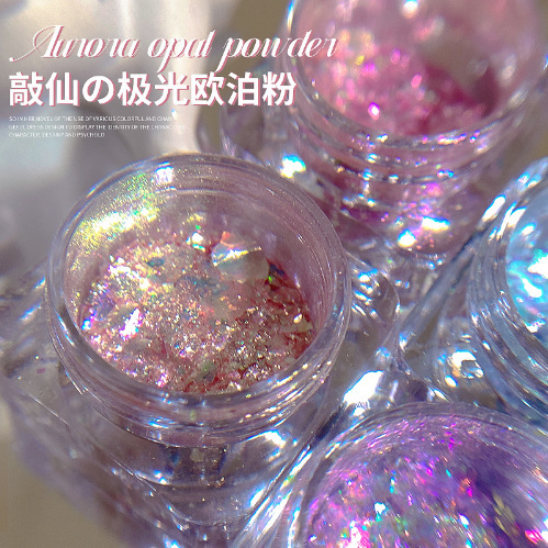 Japanese Manicure Ice Flakes Opal Powder Aurora Brocade Powder Fantasy Polarized Sequin Glitter Nail Decorations Wholesale