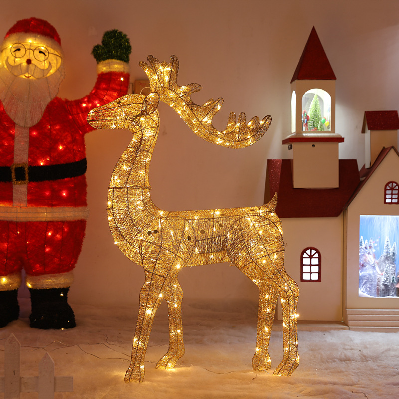Navidad hierro ciervos decoraciones centro comercial escena diseño suministros modelado Navidad ciervos adornos alces luminosos
