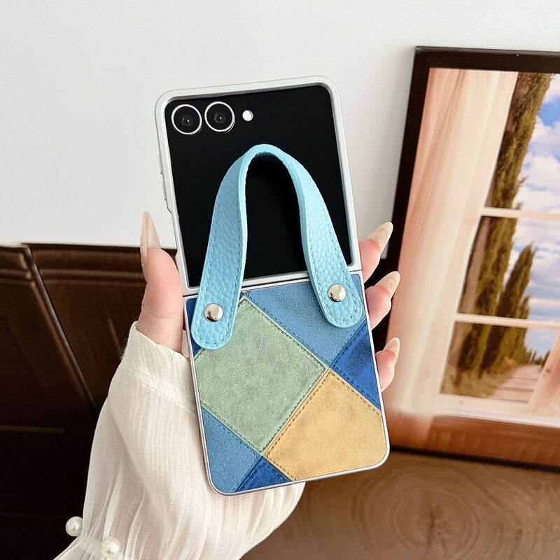 Retro Contrasting Leather Texture Suitable for Samsung Zflip7 Mobile Phone Case Foldableing Screen Zflip6/5/4/3 Satchel