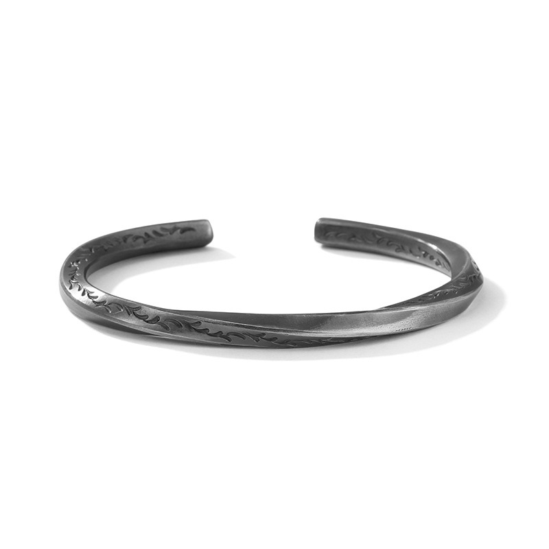 999 sterling silver Viking war Bracelet Men's bracelet handmade Mobius bracelet ring Tang grass pattern open Bracelet Men's Fashion