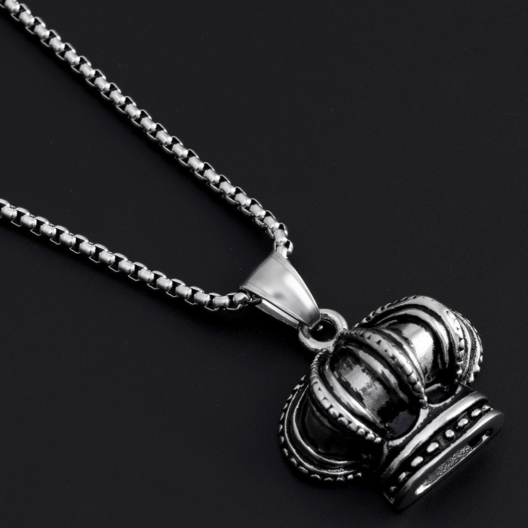 Stainless pendant crown shaped titanium steel fashionable and trendy necklace DIY accessories_voghion.com