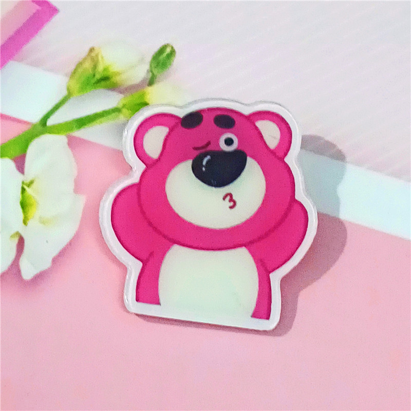Dibujos animados ins lindo suave lindo fresa oso acrílico broche Estudiante Premio insignia bolsa colgante joyería parche