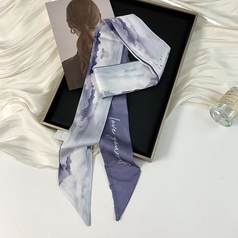 Pañuelo de seda largo y pequeño, cinturón para el cabello de estilo nacional con camisa, bolso atado, pañuelo en la cabeza de todo fósforo, cinturón de bufanda de decoración pastoral femenina de verano