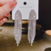 Silver needle, earrings with tassels, silver 925 sample, diamond encrusted, internet celebrity