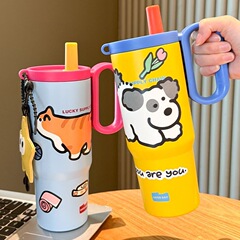 新しい大容量魔法瓶カップ、高価値ウォーターカップ、ストロー、アイスカップ、ハンドル付きビッグマックカップ、ガールズドーパ