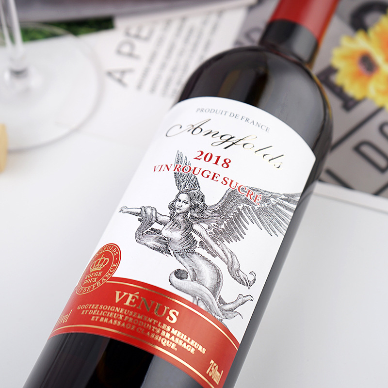 騰暉廠家批發少女網紅低度酒8度維納斯甜型乾紅葡萄酒750ml紅酒