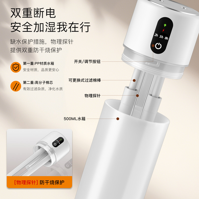 新款500ml双喷加湿器车载桌面防侧漏无水自动断电大容量加湿器|undefined