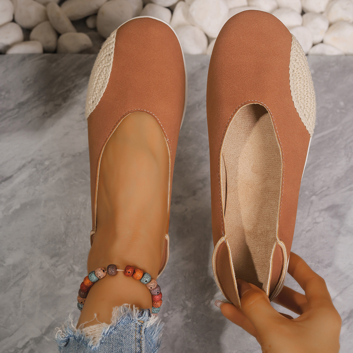 Women's Colour-block Ballet Flats Comfortable Spring Footwear_voghion.com