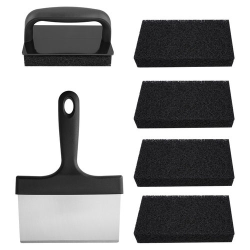 Stainless steel barbecue cleaning brush bbq cleaning tool Teppanyaki scouring pad stainless steel shovel cloth set
