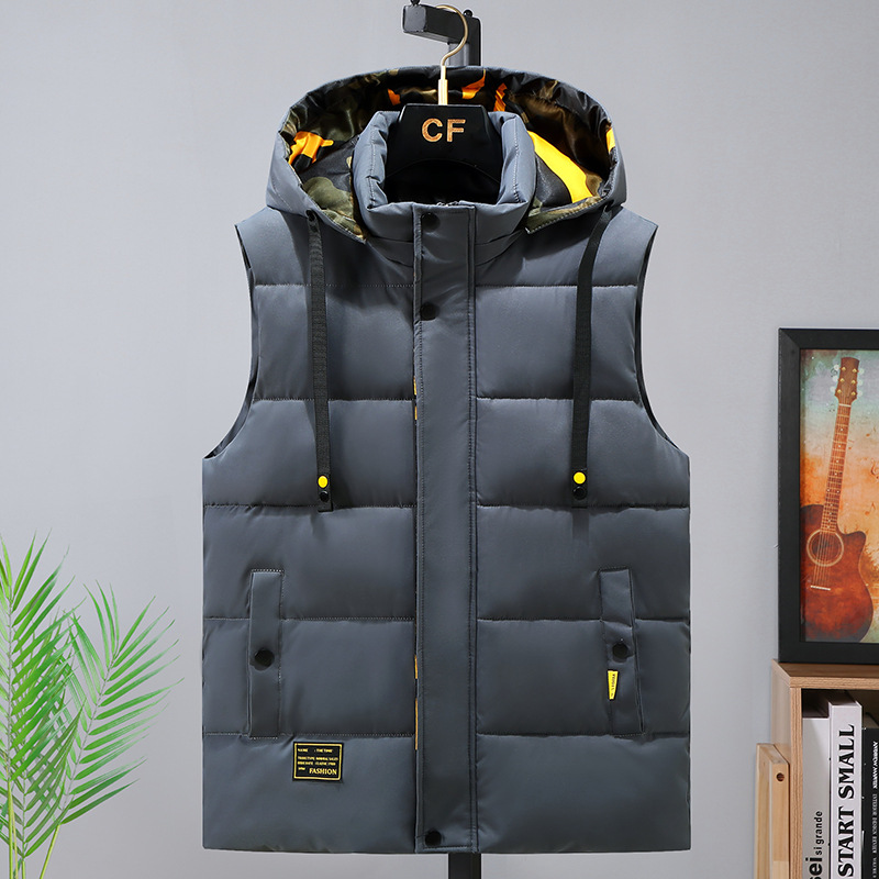 Vested autumn winter new trend loose and handsome camisole couple warm down cotton vest men's sleeveless jacket_voghion.com