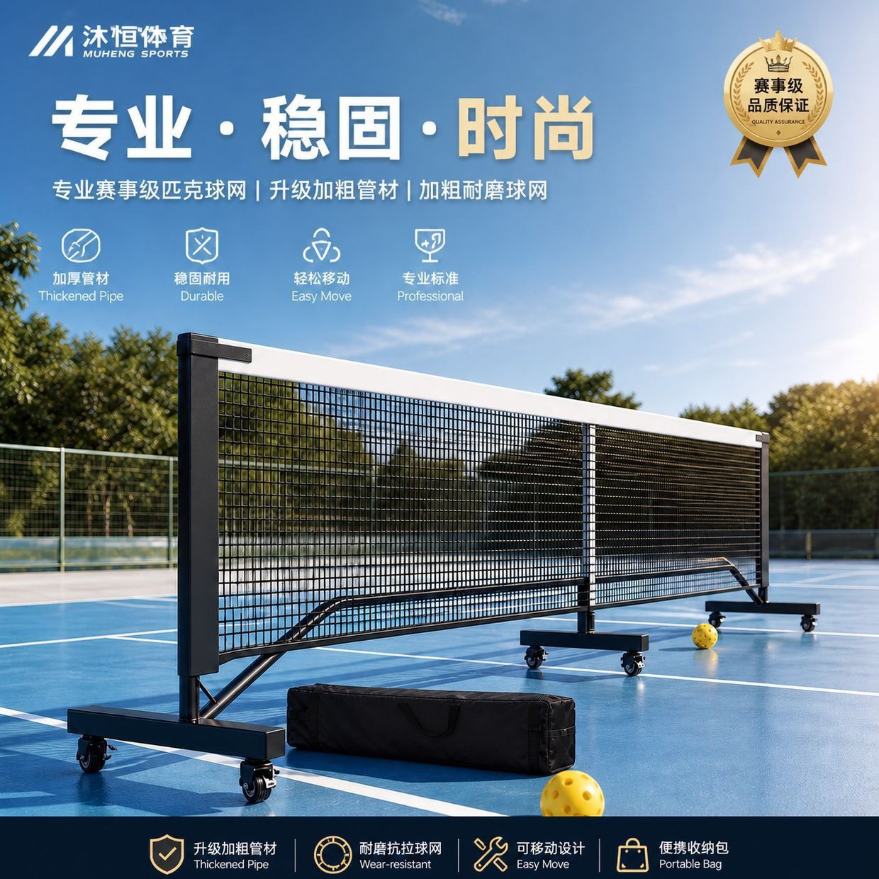 Pickleball net stand, detachable and portable pickleball net stand for indoor and outdoor training