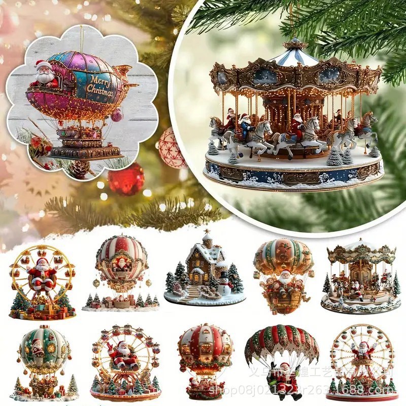 クロスボーダー新製品 36 個クリスマスクリエイティブ遊園地テーマ木製装飾パーティーペンダント|undefined