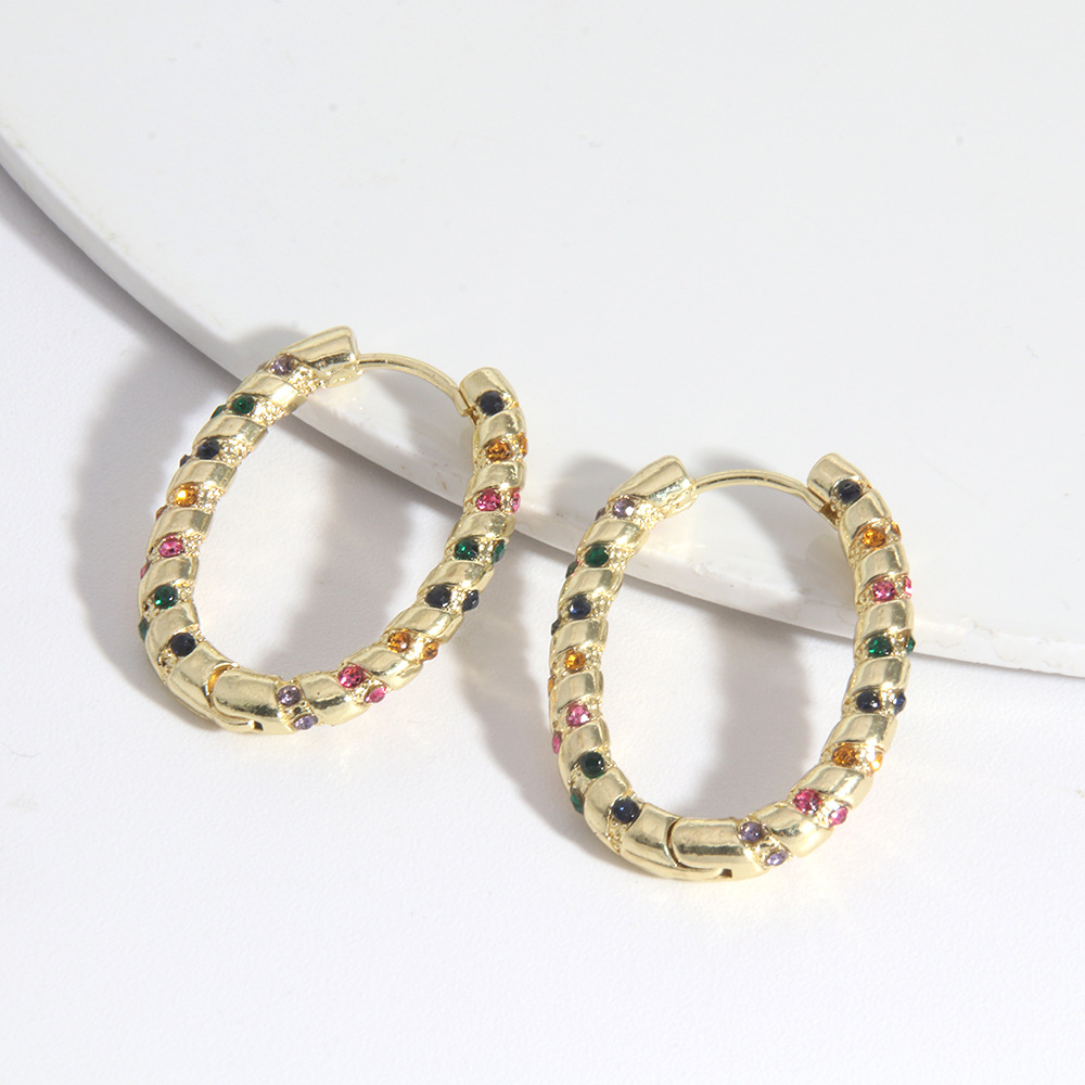 Fashion Alloy Mixed Color Zircon Earrings display picture 1