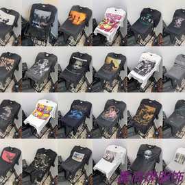 欧美高街潮牌vintage美式复古做旧洗水宽松重磅半袖vtg短袖t恤夏