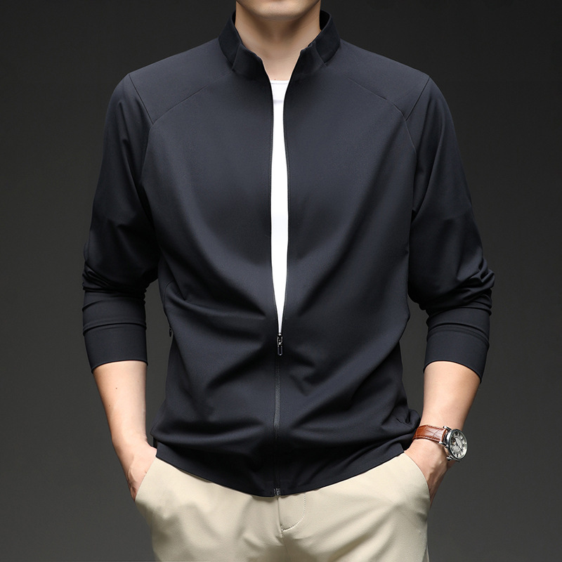 YINGAO sweatshirt, new spring and autumn men's casual solid color jacket with zipper and stand-up collar, solid color cross-border outerwear for men YINGAO sweatshirt, new spring and autumn men's casual solid color jacket with zipper and stand-up collar, solid color cross-border outerwear for men