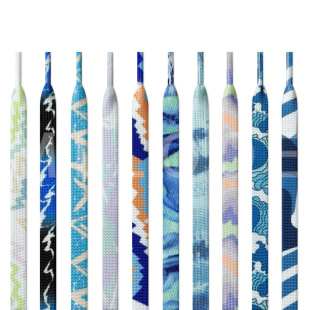 Shoelaces wholesale AF1 dunk blue personality stripe tie-dye shoelaces for men and women with shoelace rope a pair