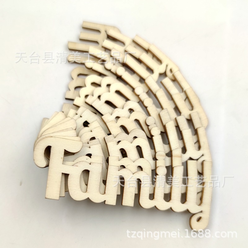 100*35mm letra hoja de madera palabra palabra familia hoja de madera decorativa 10 piezas en un paquete