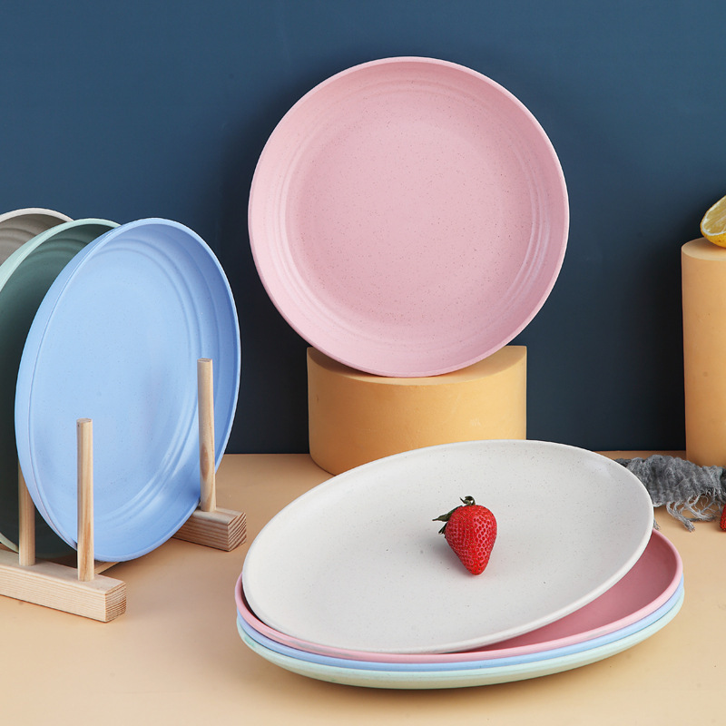 Wheat Fiber Oval Plate Thickened Multicolor Dinner Plate Fashionable Large Plastic Dried Fruit Plate Fish Plate Dinner Plate in stock Wholesale