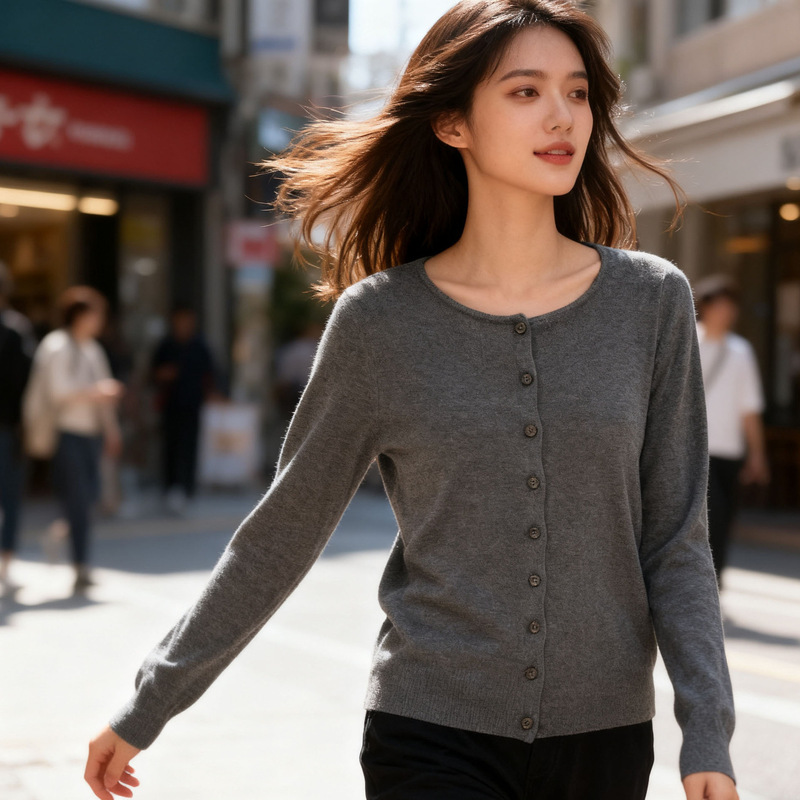 Bm Style Autumn New Round Neck Jacquard Mesh Cut Out Long-Sleeved Knitted Cardigan Top Slim Multi-Color Sweater Cardigan Bm Style Autumn New Round Neck Jacquard Mesh Cut Out Long-Sleeved Knitted Cardigan Top Slim Multi-Color Sweater Cardigan