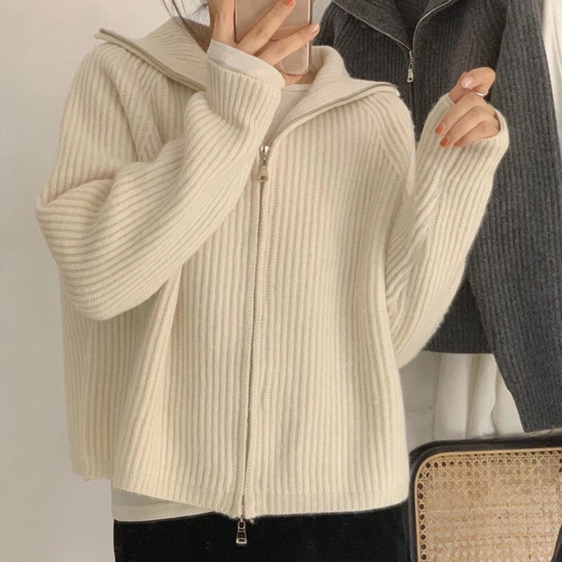 Knitted Cardigan Sweater Coat Women's Autumn and Winter 2023 New Fashion Western Style Loose Casual All-match Outer Wear Top